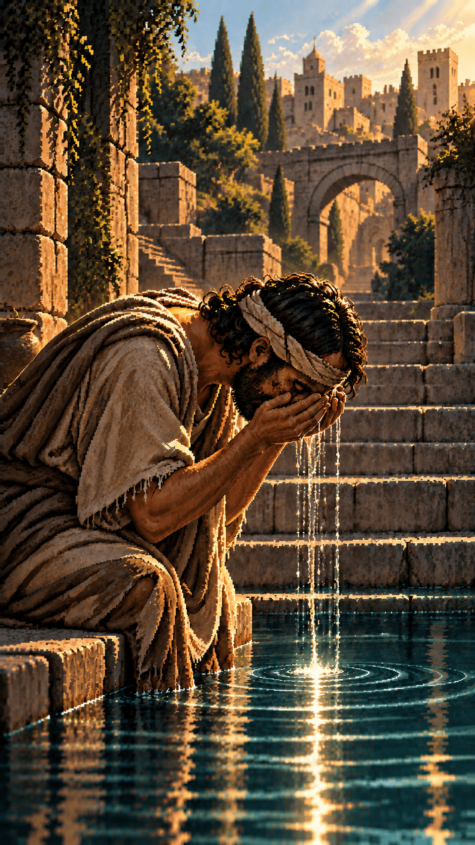 John 9:1–7 — He went, washed, and came back seeing.
